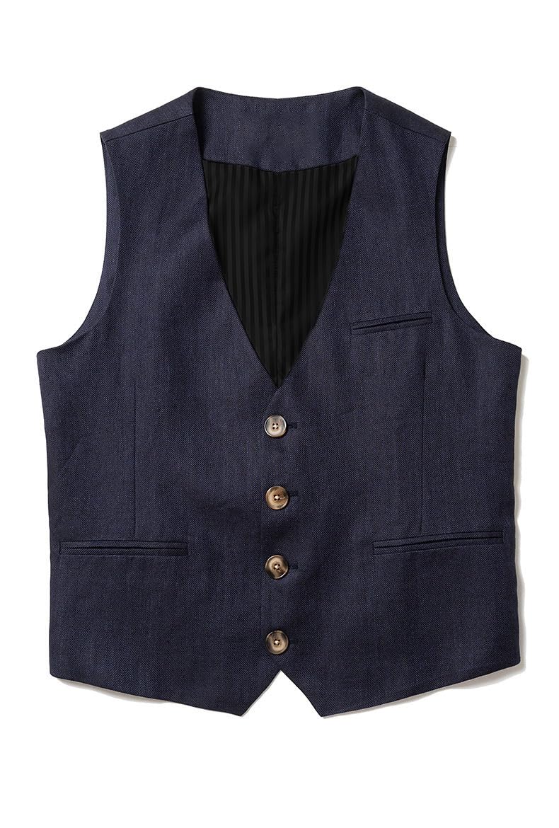 Gilet in lino da uomo, estivo, vintage, retrò, vestibilità regolare