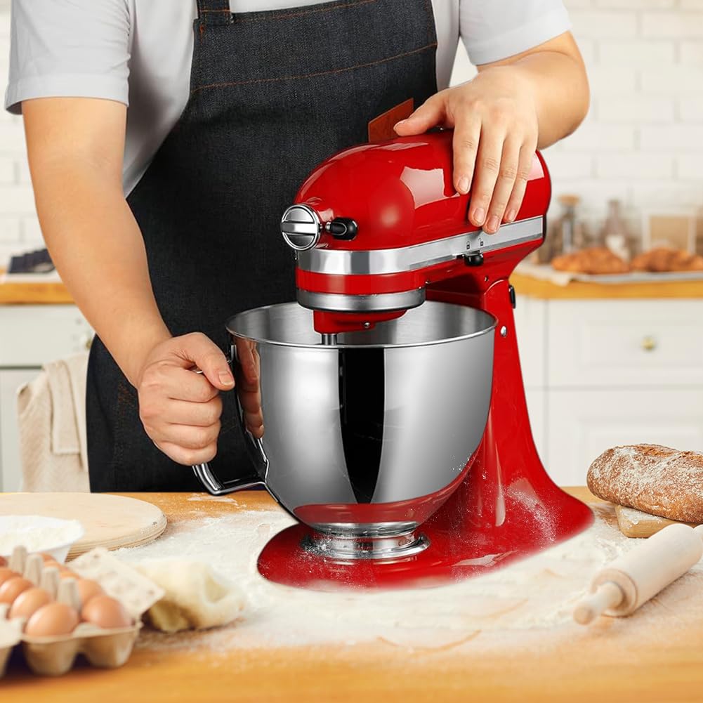 PQPO Edelstahl Mixer Schüssel für Kitchen Aid 4,5-5 Quart Standmixer