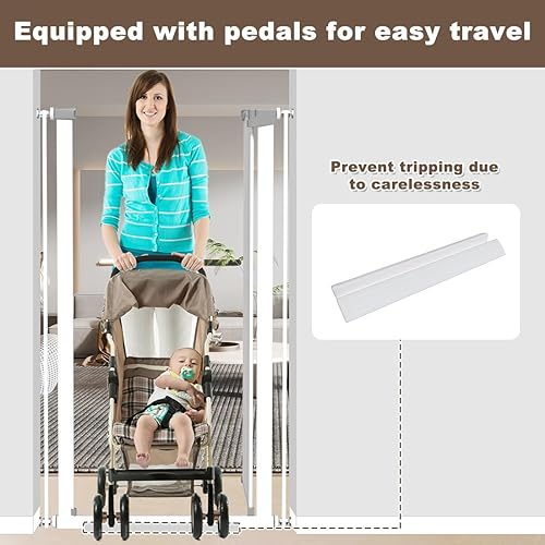 Miniatura 5 de Puerta para gatos extra alta de 51.18 pulgadas, puerta ajustable para mascotas para puertas y escaleras de 29.5 a 56.2 pulgadas de ancho, puerta de