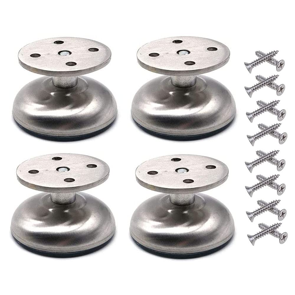 SDFF Height Adjustable Sofa Feet, 4 Pieces Stainless Steel Furniture Legs, Stainless Steel Cabinet Feet, Metal Sofa Feet, Bathroom Cabinet Support Legs, for Table, Cupboard, Sofa, Bed (Silver)
