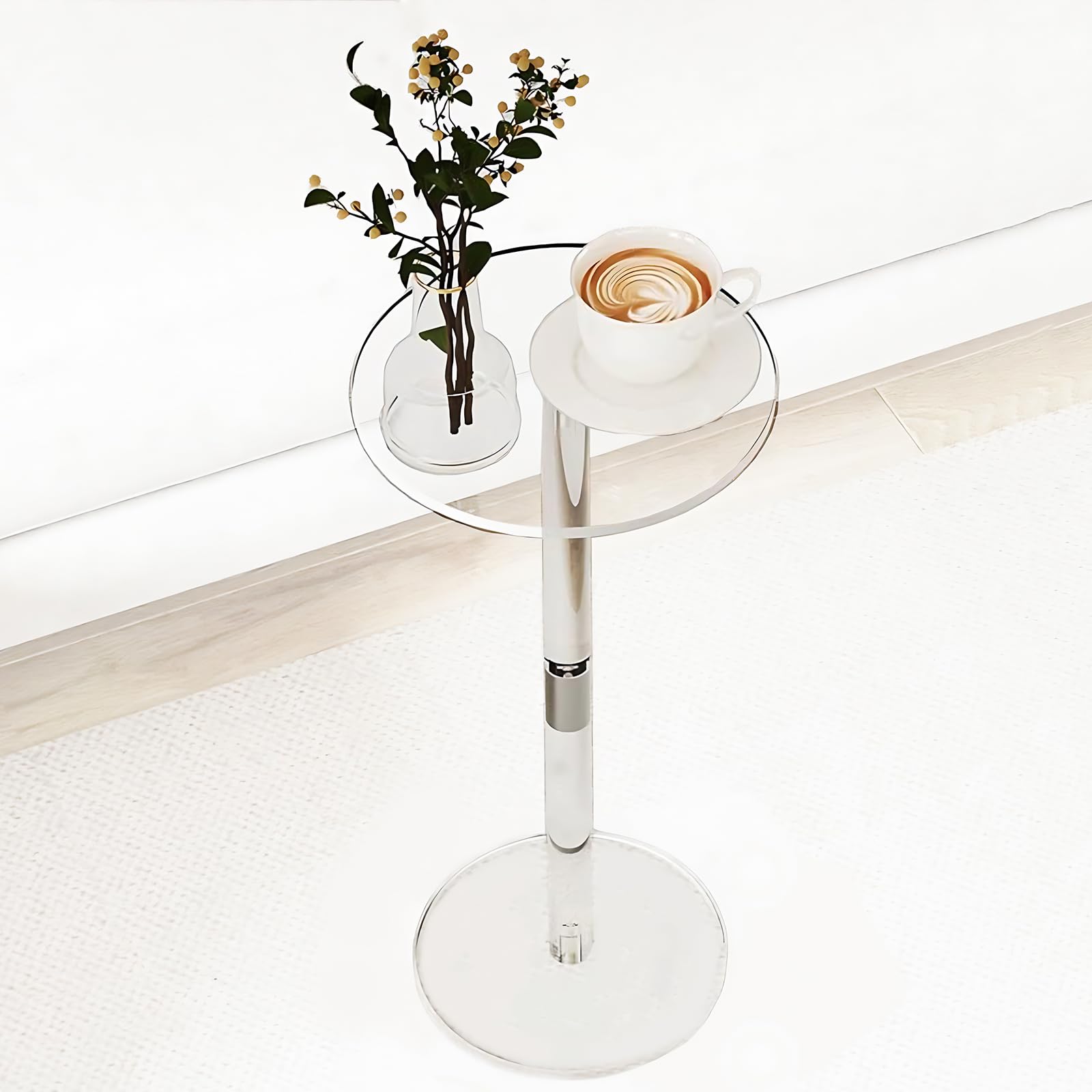 Petite table d'appoint ronde en acrylique minimaliste pour salon, chambre à coucher, couloir, balcon