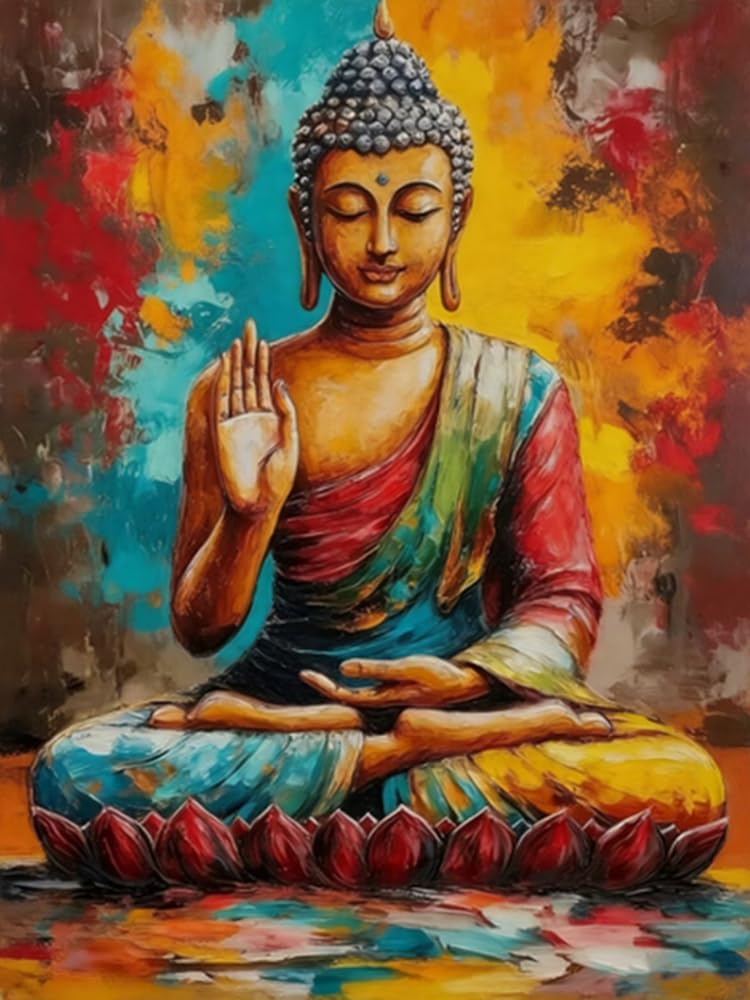WELIWE 5D Diamond Painting Kits Buddha Statue DIY Diamond Art Canvas Crystal Crafts Painting Pictures for Adults Home Wall Decor 40x50 cm
