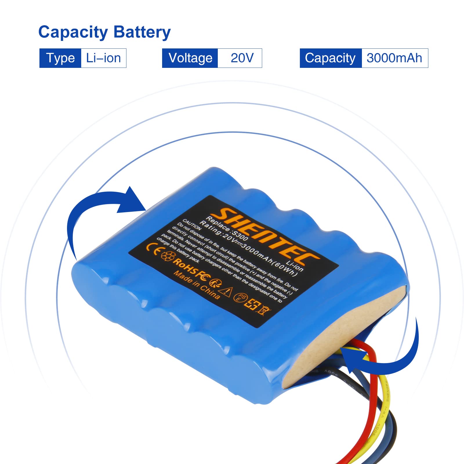 Shentec 20v Li Ion Replacement For Worx Landroid Battery S300