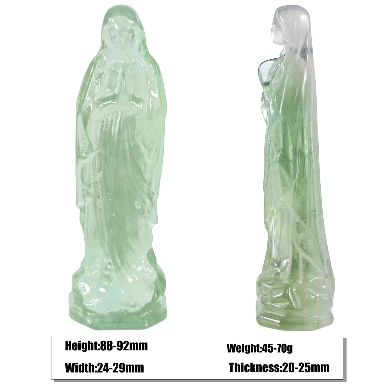 KYEYGWO Fluorite Kristall Jungfrau Maria Statue, Katholische Religiöse Mutter Gottes Maria Stein Skulptur für Haus Decor, Heilstiein Heilige Madonna Figur für Prayerful Inspiration und Sammlung