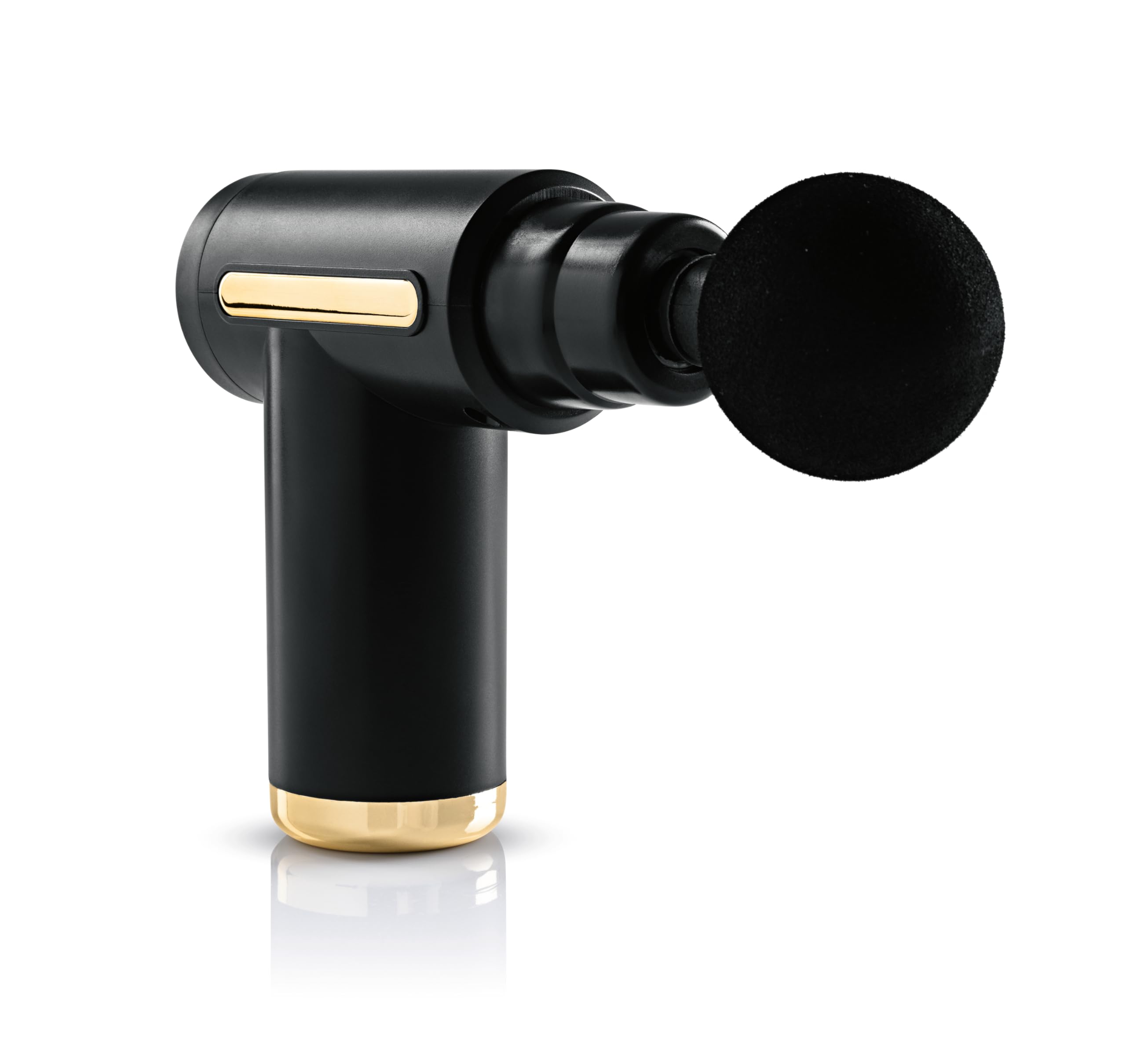 VITALmaxx Mini-Massagepistole mit 4 Ausätzen | Massage Gun mit 6 Leistungsstufen | Zur Muskelmassage & Lockerung von Verspannungen | Massagegerät für Zuhause & ideal für Unterwegs | Schwarz/Gold
