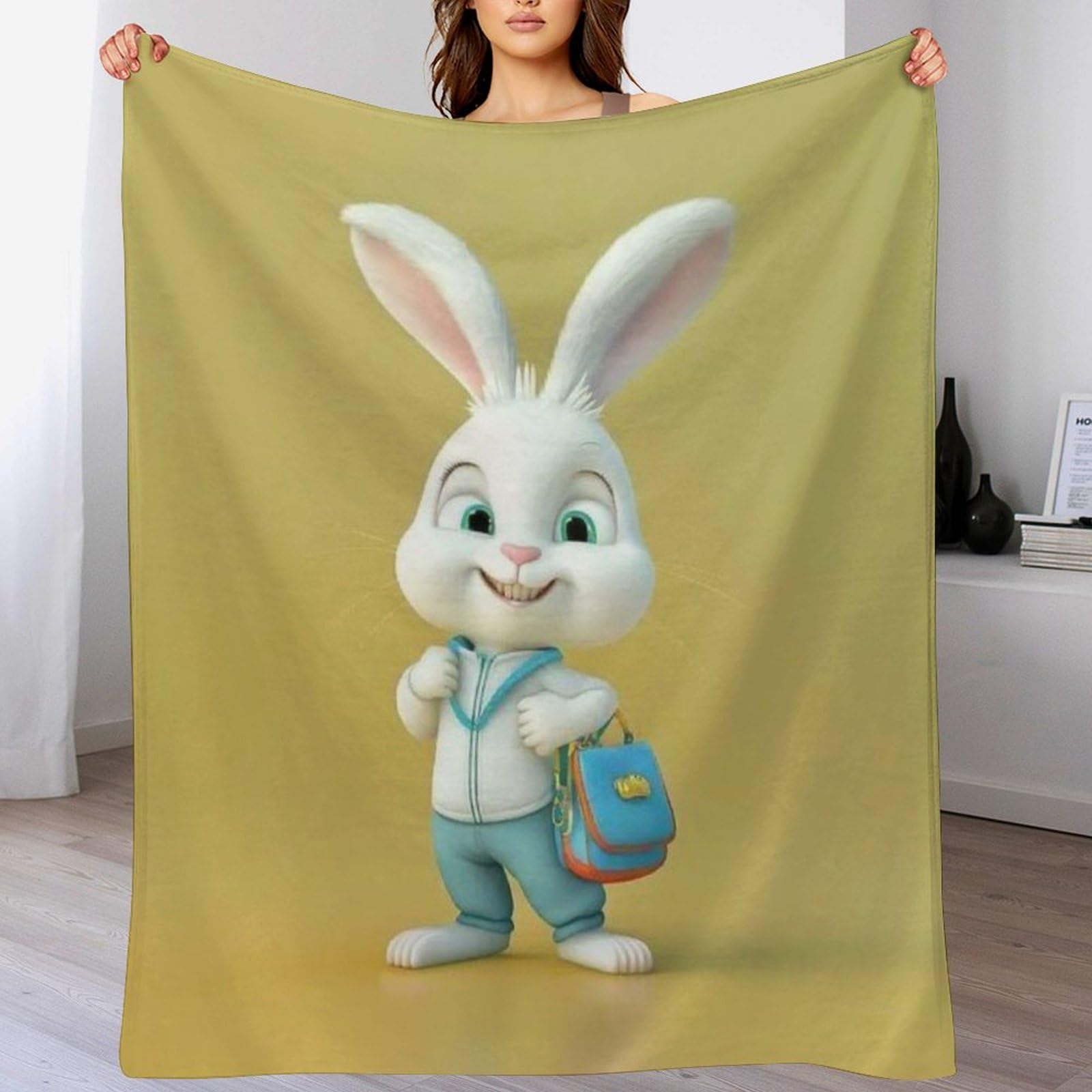 Couvertures de canapé en flanelle Lapin Mignon | Plaid pour fauteuil 100x130 cm