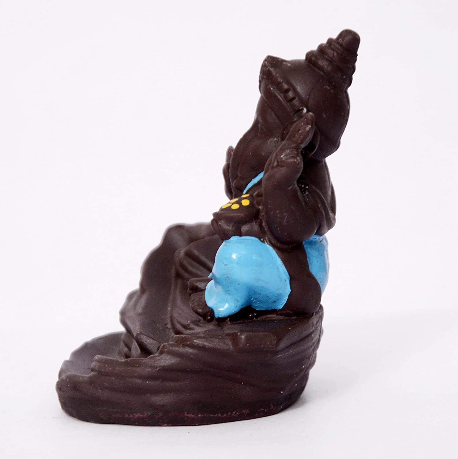 Janhvi Ventures Lord Bal Ganesha Smoke Fountain Polyresin Incense Burner with 10 Backflow Scented Cone Incense (Blue)(Conical) 3
