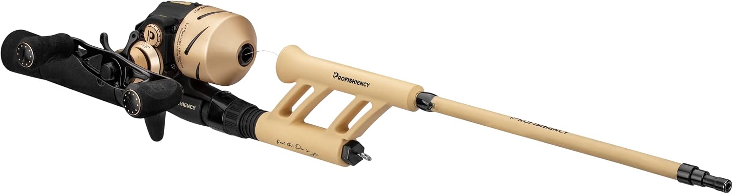 ProFISHiency Micro Sniper Pocket Combo | 42" Inline Tangle-Free Telescopic Rod | 6.:1 Gear Ratio | 8+1 Bearings | Strong 6 lb Line | Sand/Black