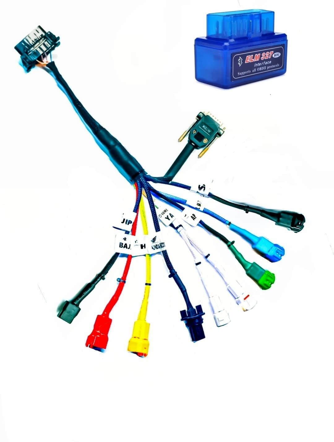 Danlite Tools Technician BS6 Bike OBD Scanner and Cable for All Bikes Cable with 11 Couplars Fastest Connectivity Universal Cables and Connectors Kit with Bluetooth Support