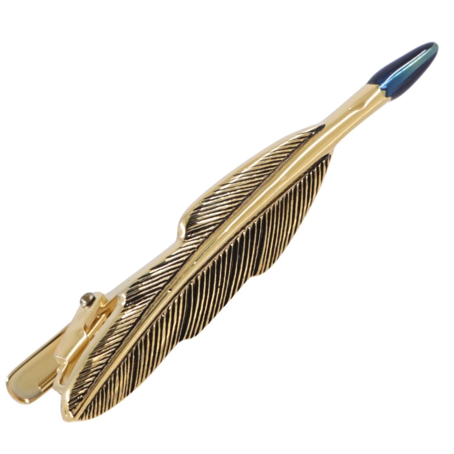 Krawattennadel mit Federkiel, Silber, Gold