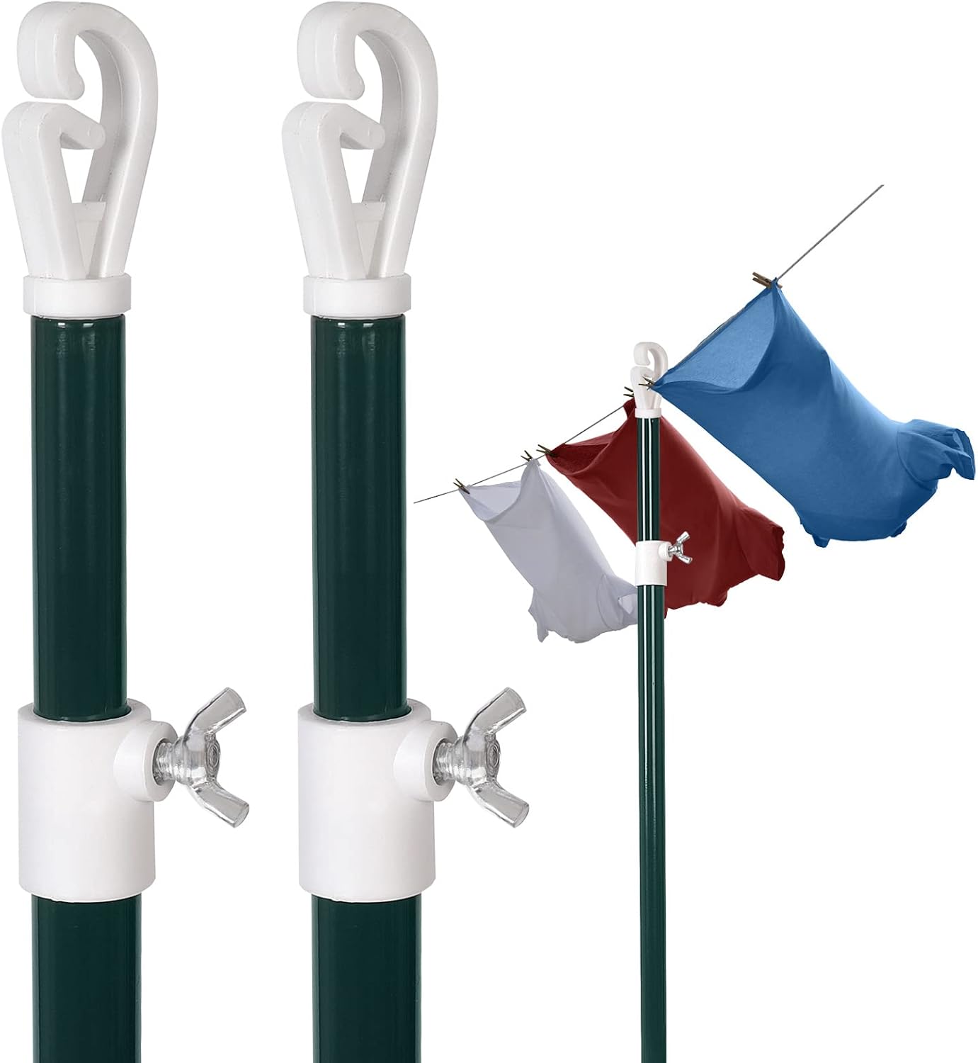 2PCS Washing Line Prop, Heavy Duty Metal Washing Line Pole Clothes Props for Washing Line