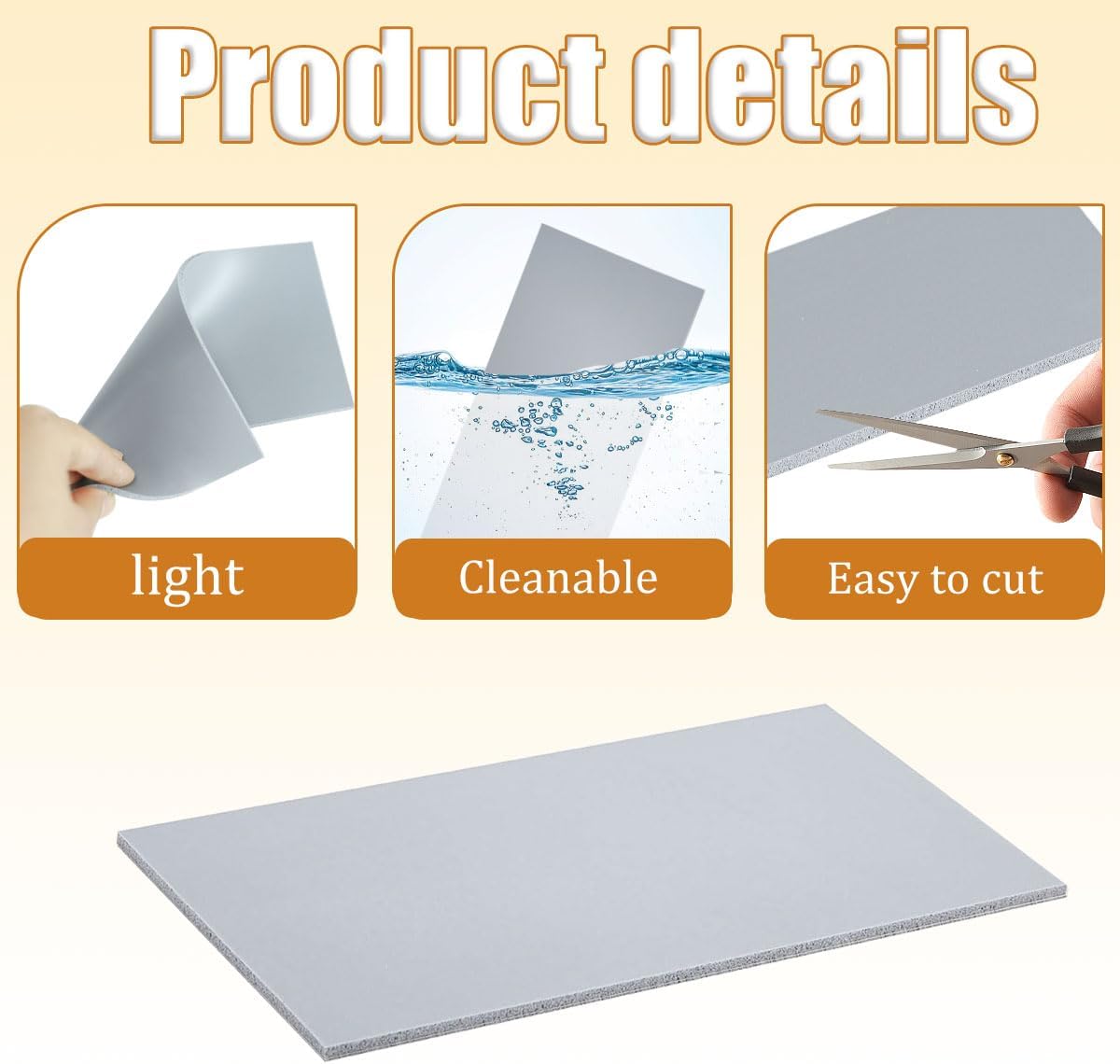 3 Pieces Silicone Heat Press Cover Pad Foam Press Mat Double Sided Use for Machine Flat Heat Transfer Press Replacement Pad 1/8" x 4" x 8" Grey