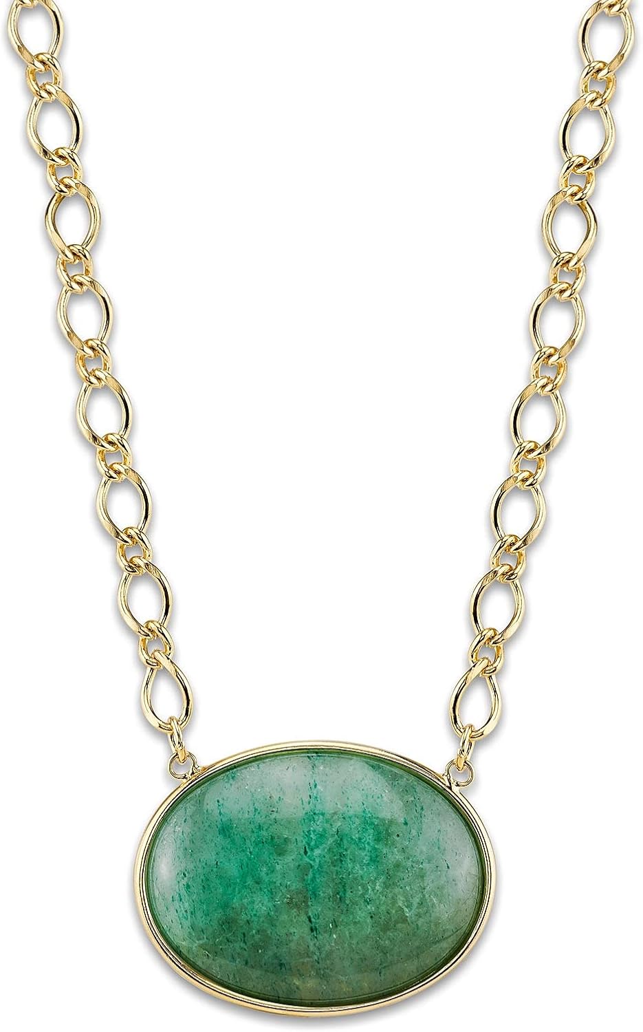 1928 Jewelry Genuine Semi Precious Oval Gemstone Pendant Necklace For Women 16" + 3" Extension