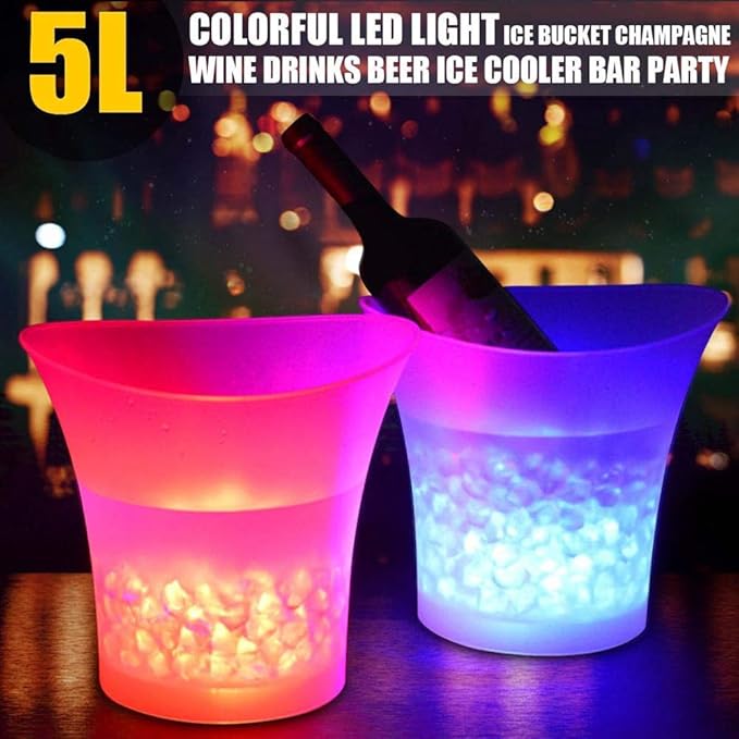 PeSandy LED Ice Bucket, 5L Large Capacity Wine Ice Bucket