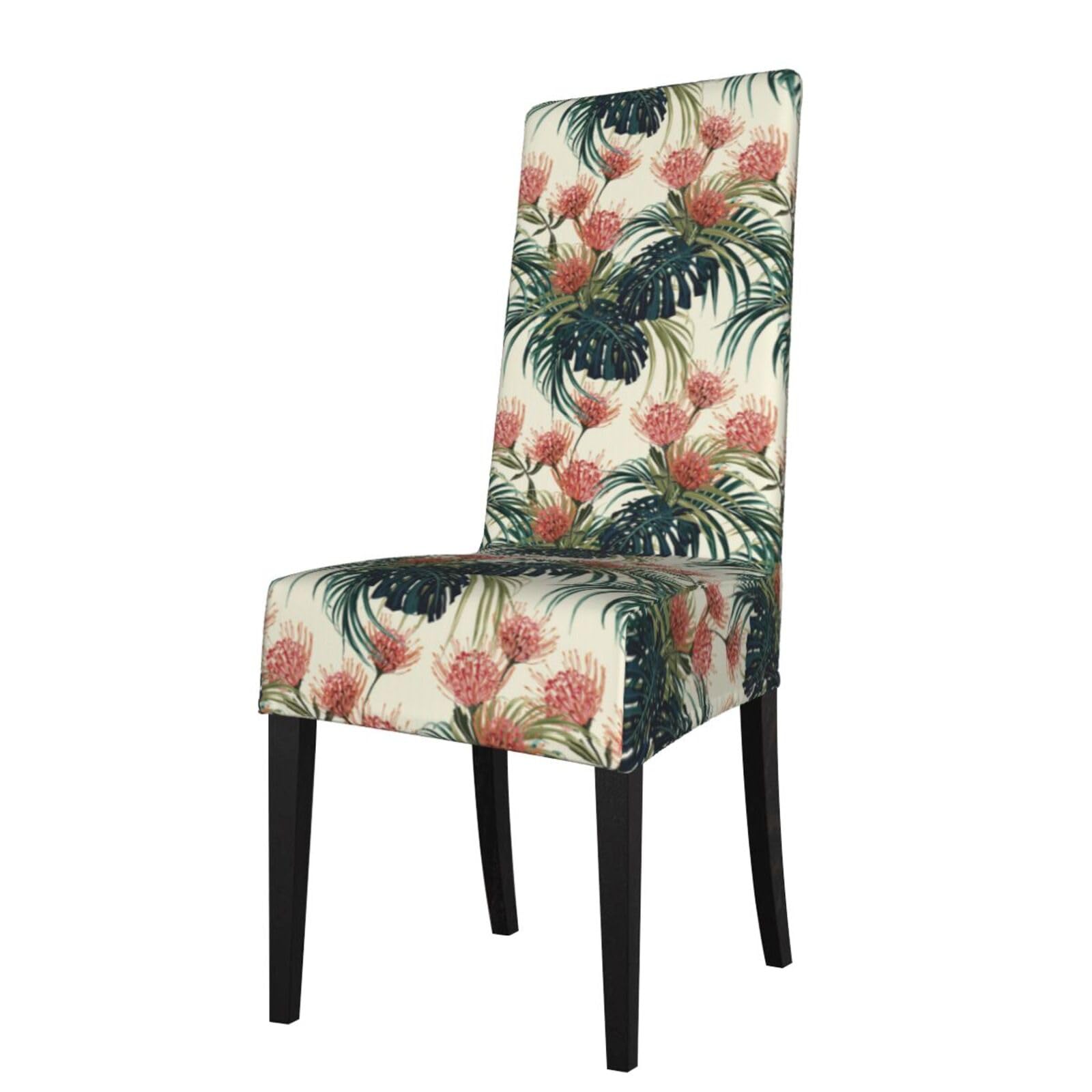LKYMOH Exotic Palm Leaves Jungle Leaf Tropical Floral Pink Green, Chair Covers Stretch Chair Slipcovers for Dining Room, for Party Pet Protection Universal Fit Soft Polyester