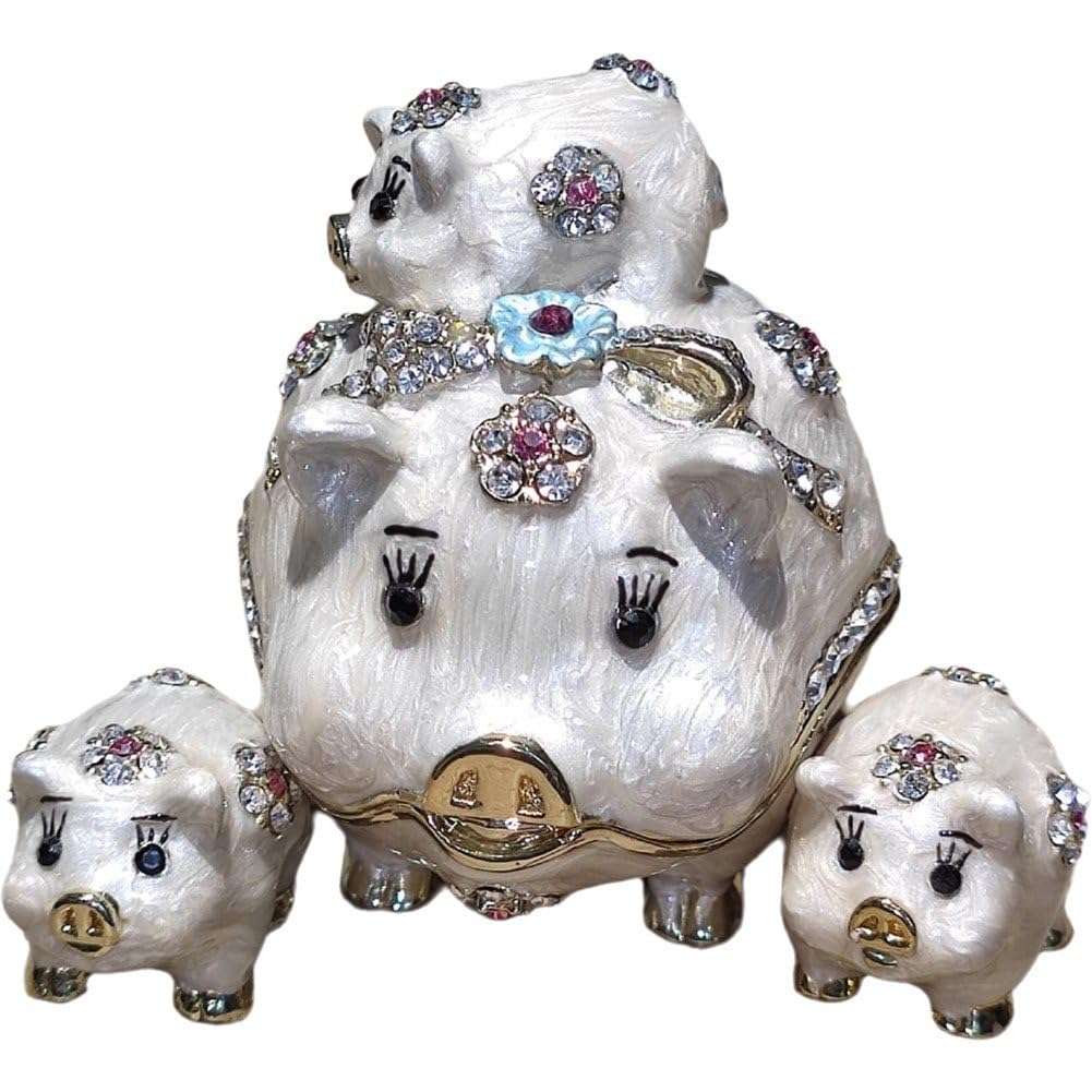 Boîte à bijoux émaillée peinte à main, écrin de rangement de style antique unique