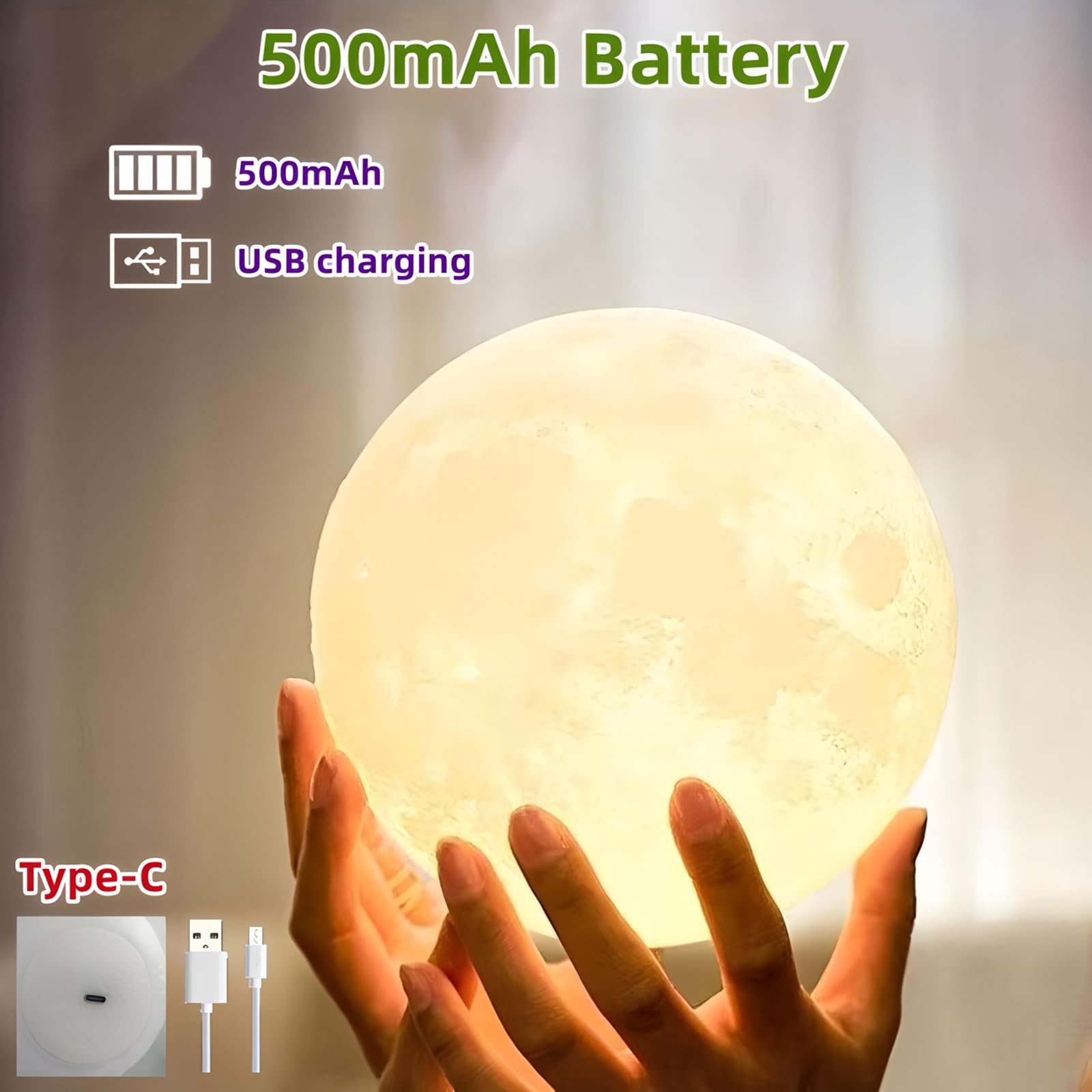 Lampada a forma di luna, 16 colori, luce notturna a LED con supporto, telecomando e controllo touch, lampada a forma di galassia per adolescenti, ragazze e ragazzi, ricaricabile tramite USB, luce