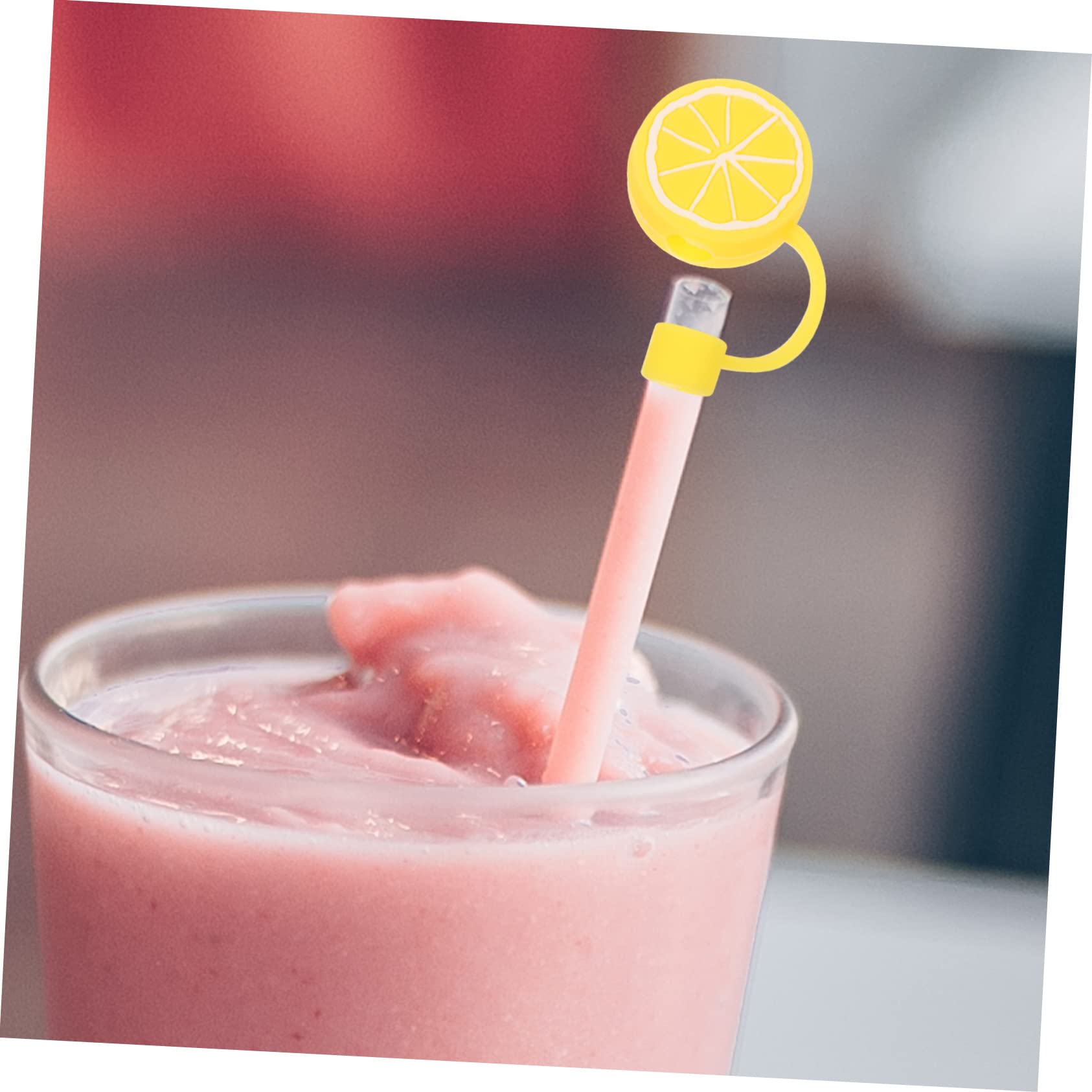 Cabilock 5 Sätze Zitronenstrohstecker Klare Strohhalme Wiederverwendbar Smoothie-strohhalme Kuschelig Cutermesserser Strohabdeckung Strohhalme Für Partys Aus Silikon Kieselgel 6 Stück * 5