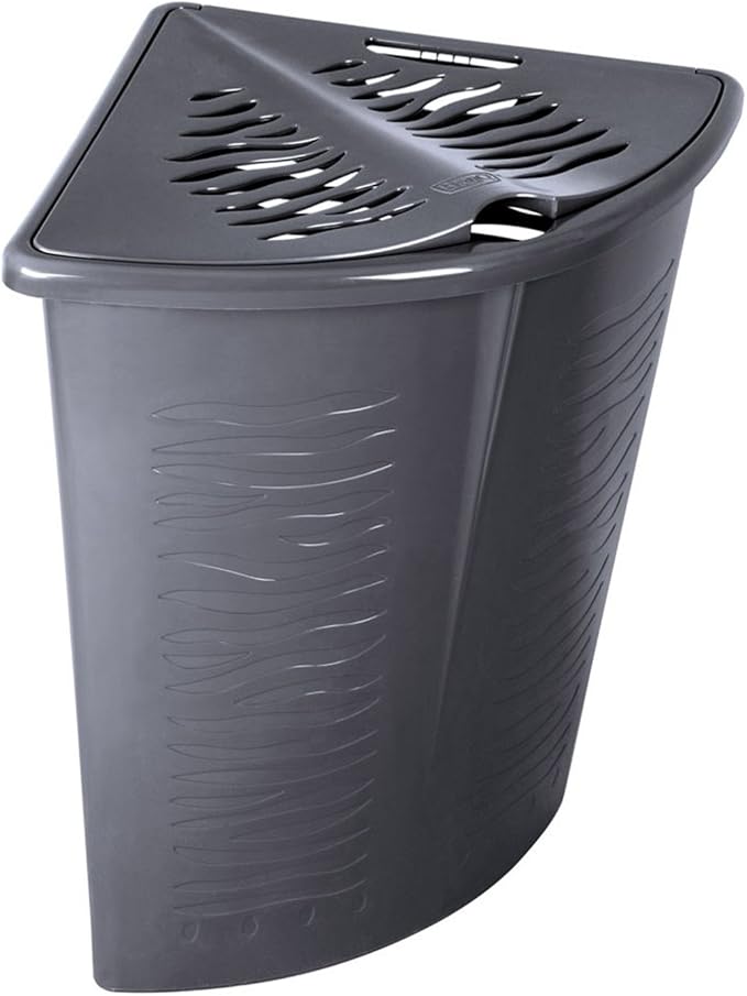 BranQ Eck-Wäschekorb Zebra Zebraoptik Wäschebox Wäschebehälter 45 L (Grau)