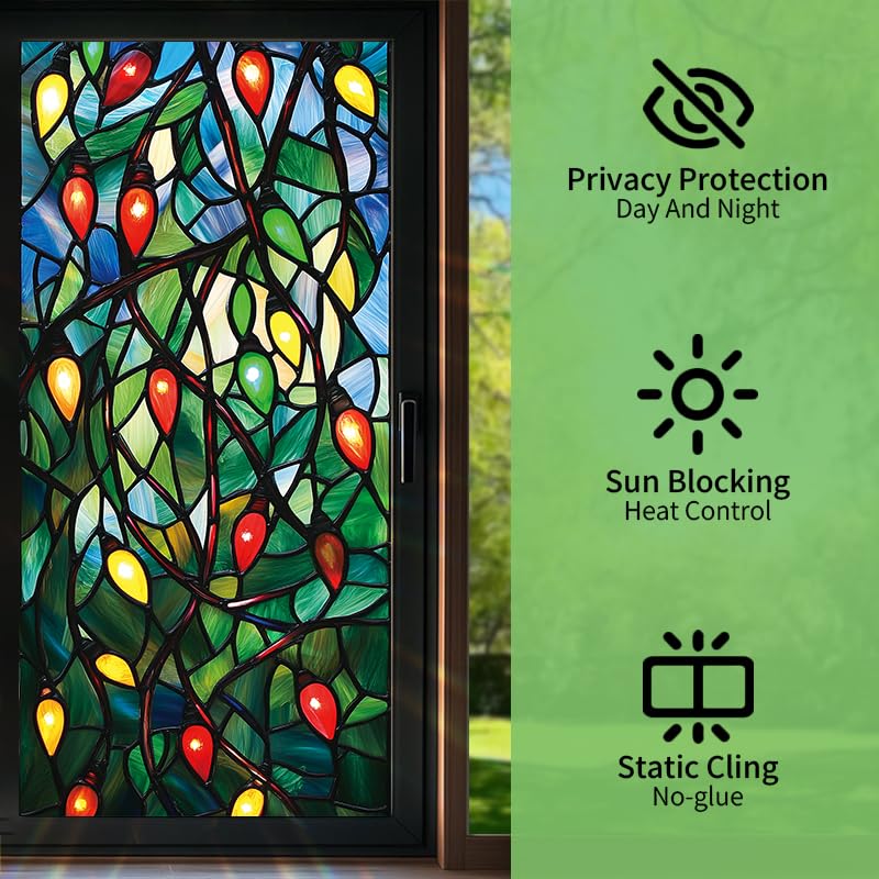 Vinilo Decorativo para Ventana 17.7x39.3 pulgadas Luces Navidad miniatura 2