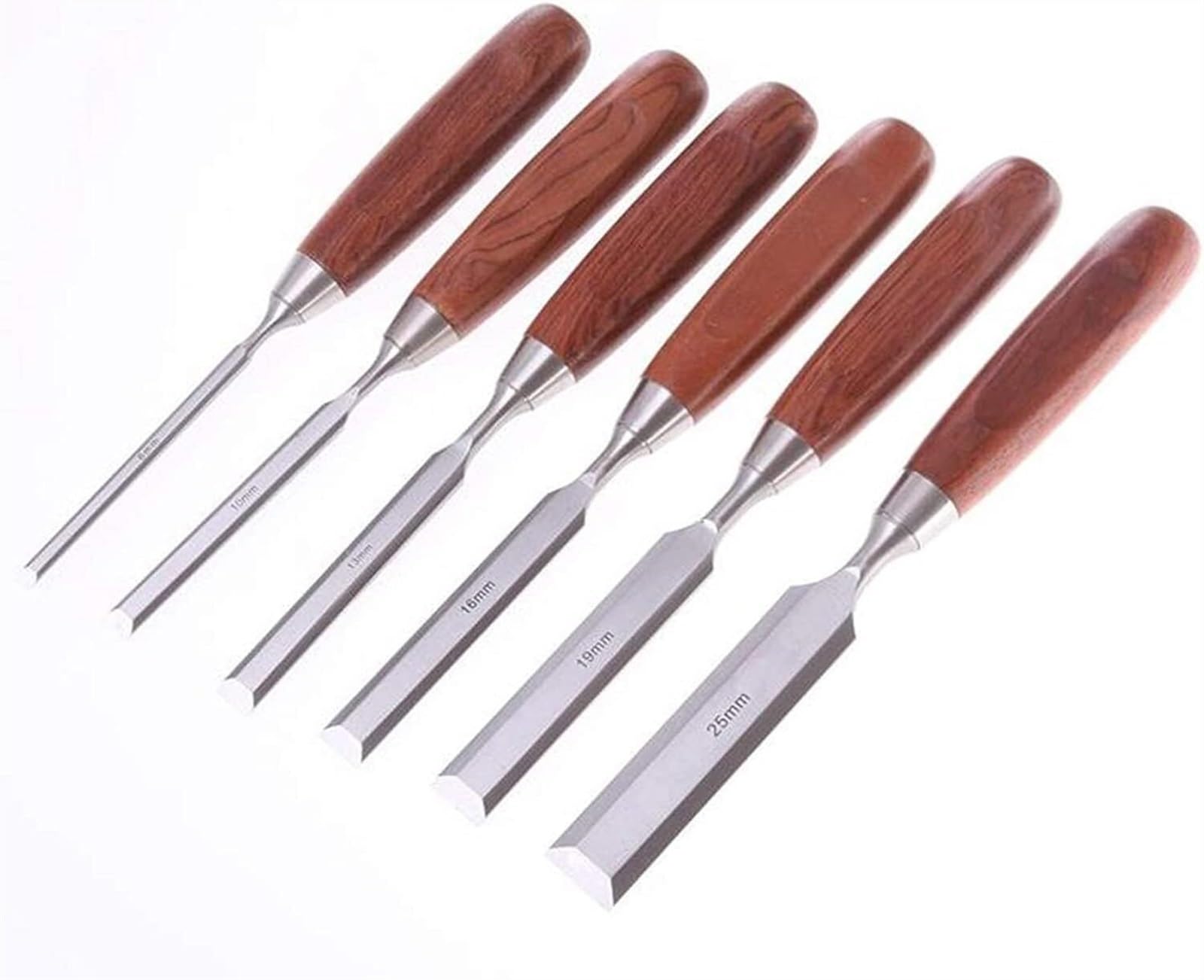 6 Pieces Wood Chisels Set, Bevel Edge Wood Carving Chisel, Chisels Set Chrome Vanadium Steel Wood Chisels Set with Wooden Handle for Professional, in Wooden Presentation Box