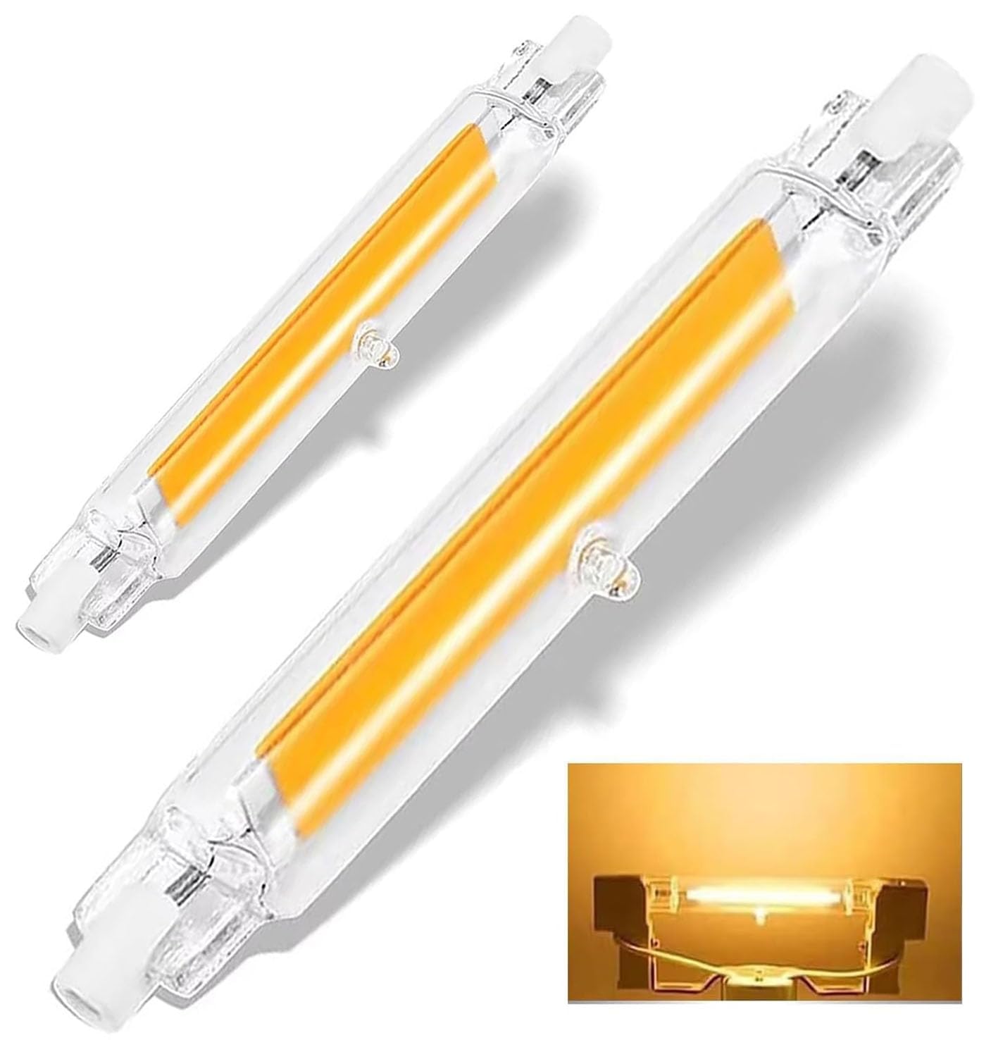 Dvnoua R7S LED Bulb 78mm 10W Dimmable, Warm White 3000K 1000LM, Equivalent 100W Halogen Lamp, Flicker-Free, 360° Light Angle, LED Halogen Replacement Bulbs 2 Pack
