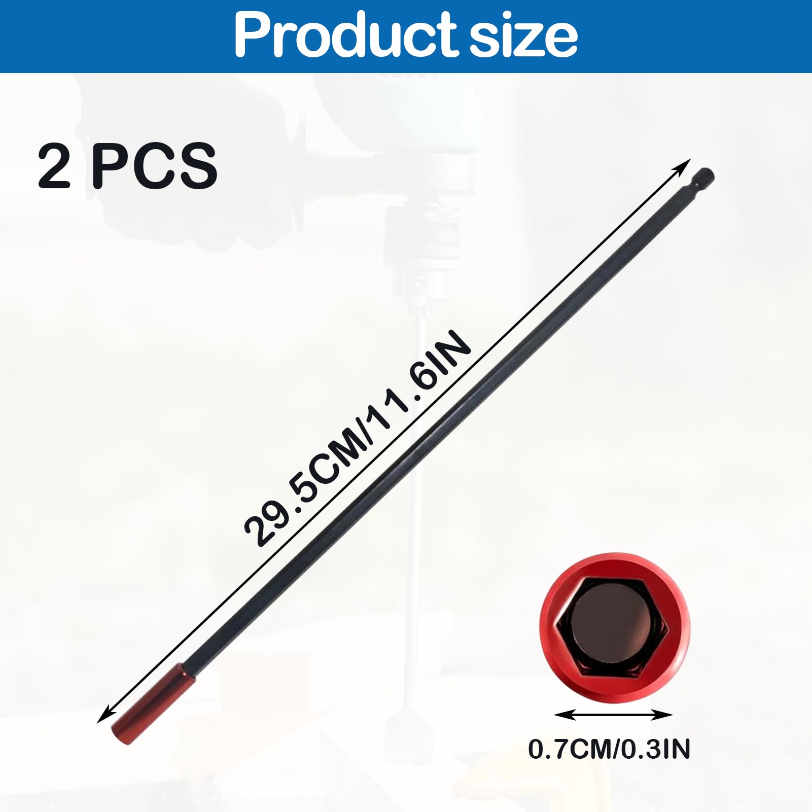 2PCS Magnetic Screwdriver Bit Holder, 300mm Drill Extension Bit Holder, Extra Long Drill Bits Extension - Image 2