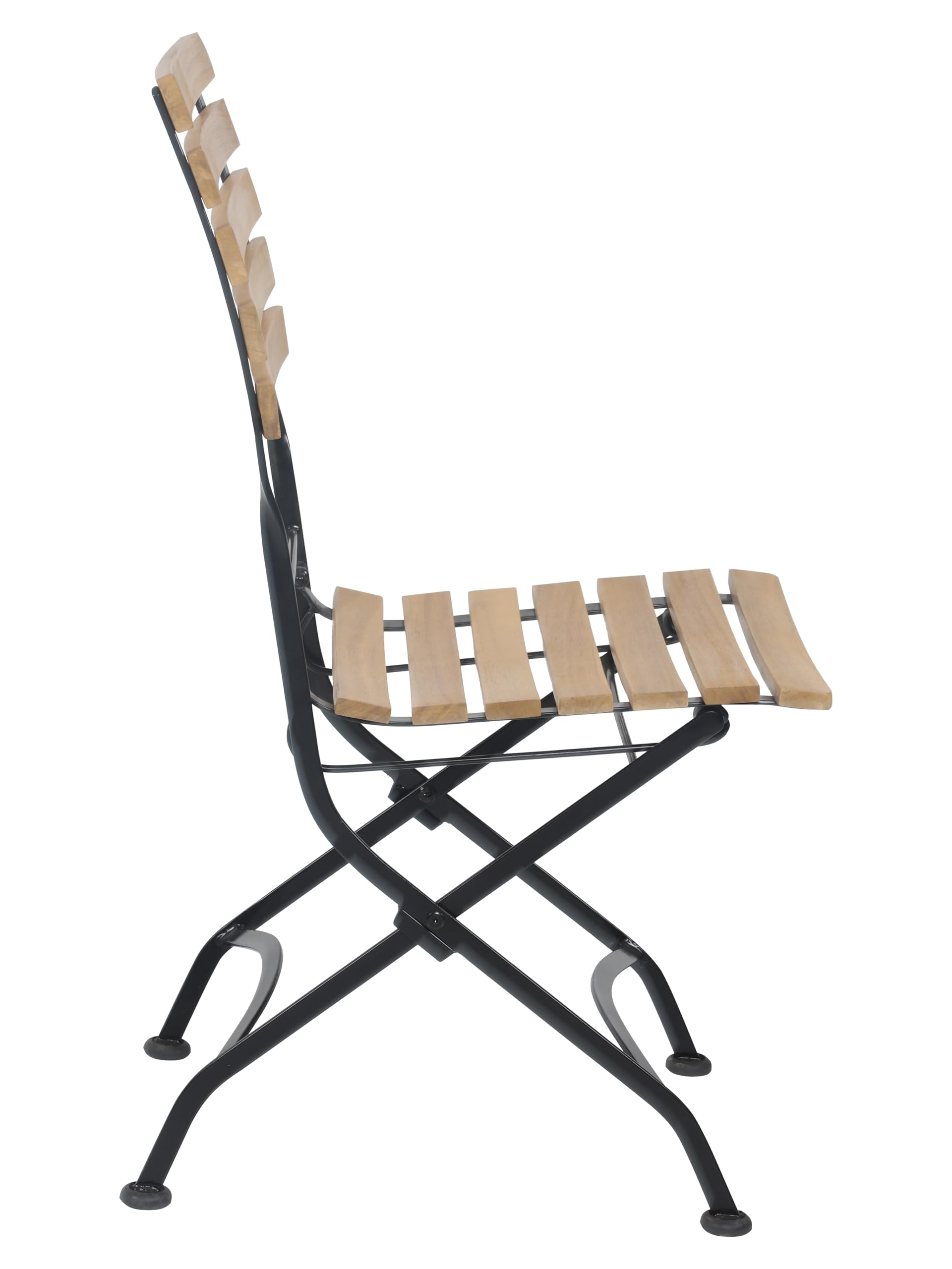 METRO Professional Sedia da Esterno Pieghevole Baviera, Acciaio/Legno di Acacia, Set di 2 Sedie, Ideale per Ristorante e Giardino, Marrone/Nero
