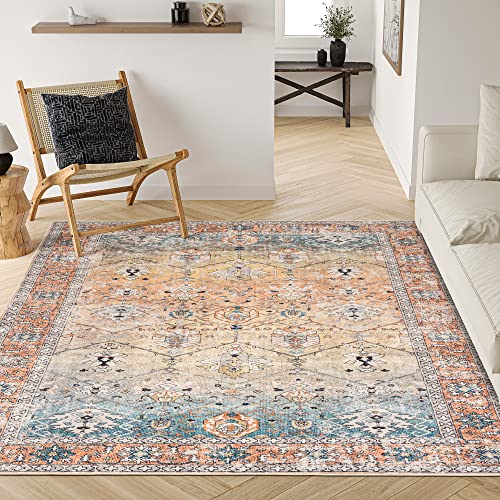 Valenrug Washable Runner Rug 2'6X8 - Ultra-Thin Antique Collection Area Rug, Stain Resistant Rugs For Living Room Bedroom, Distressed Persian Boho Rug(Matte Gradient, 2'6"X8') #TOP5