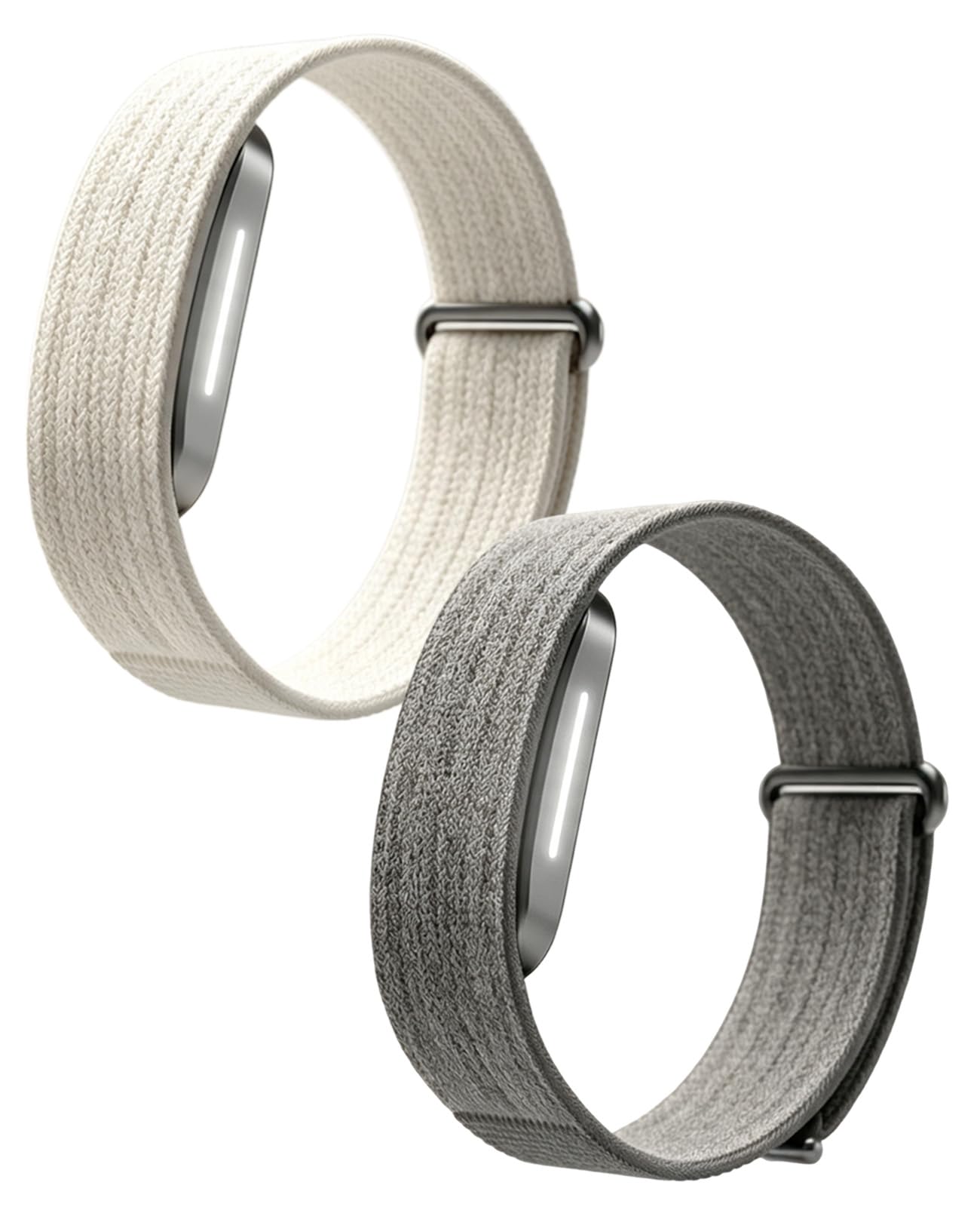 Binovaren 2-Pack Nylon Band Compatible with Hume Band 2.0, Breathable Replacement Strap with Hook-and-Loop Closure, Micro-Adjustable Loop for Fitness Tracker (Starlight & Gray)