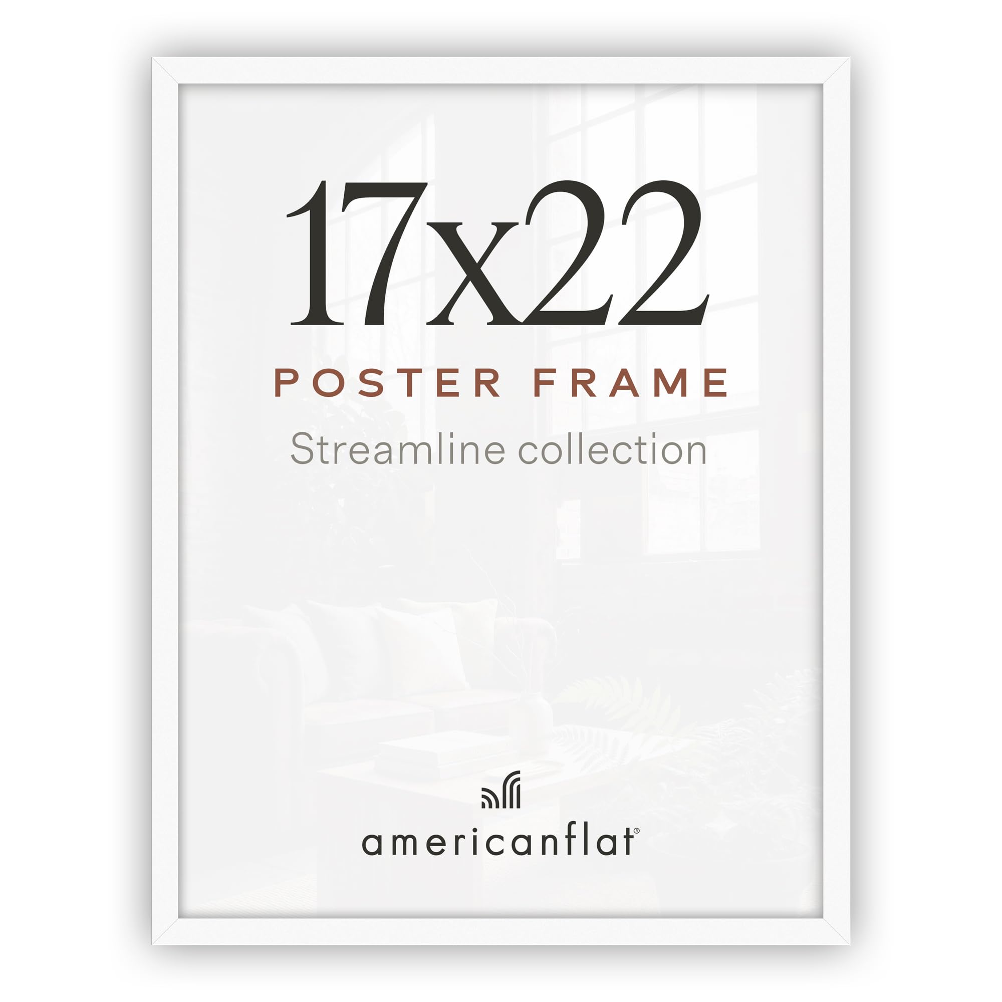 Americanflat Bilderrahmen, 43,2 x 55,9 cm, mit poliertem Plexiglas, Streamline-Kollektion, dünner Rand, Bilderrahmen für Wanddekoration, Befestigungsmaterial im Lieferumfang enthalten, Weiß