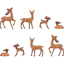 Miniature Artificial Deer, 8 Pcs 4 Styles Forest Deer Animal Figurines Resin Simulation Deer for Dollhouse DIY Crafts Model Fairy Garden Home Outdoor Decoration