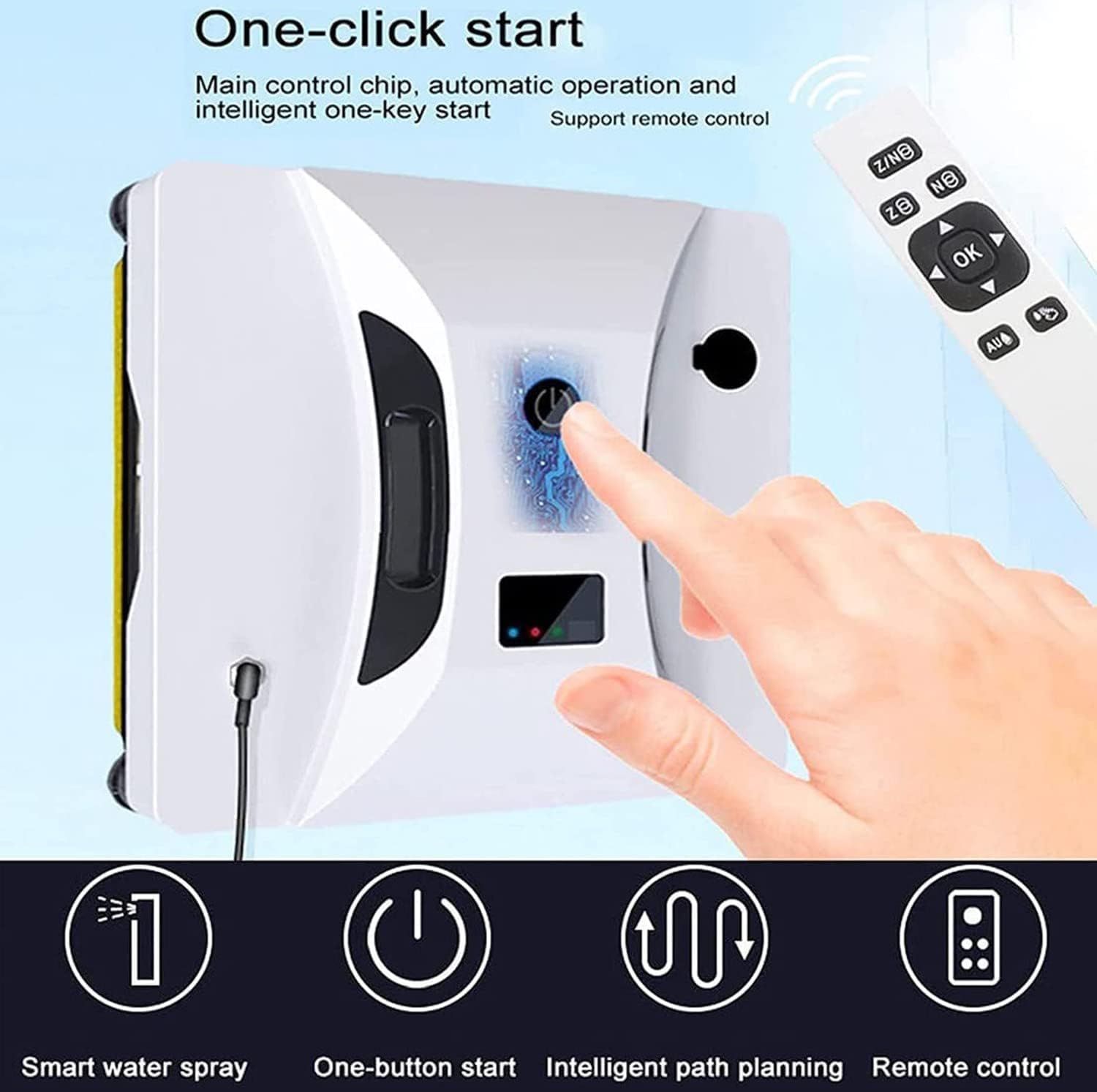 Home Smart Planned Glass Electric Window Cleaning Washer, Robot Lavavetri, Anti-Caduta Intelligente, Avvio con Un Pulsante + Telecomando + Controllo Tramite App