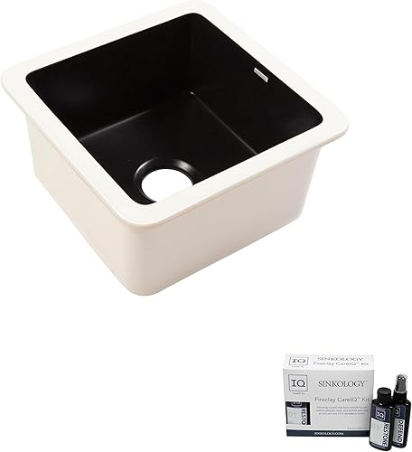 Eden Fireclay - Fregadero de cocina y kit de cuidado de 18 pulgadas, color negro mate