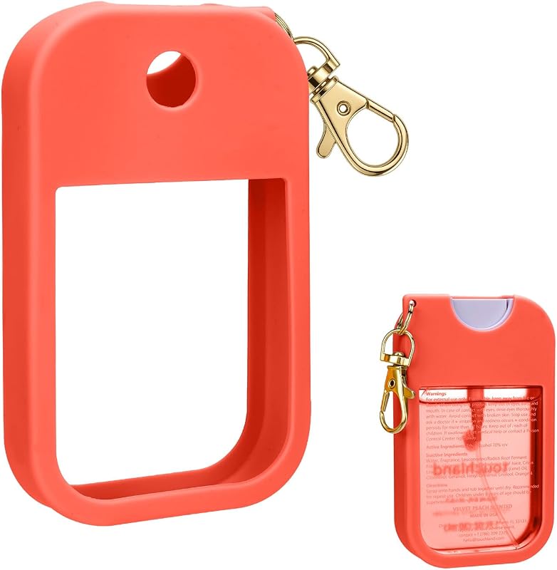 AIERSA Estojo de silicone vermelho com chaveiro para frasco Touchland Mist de 30 mL