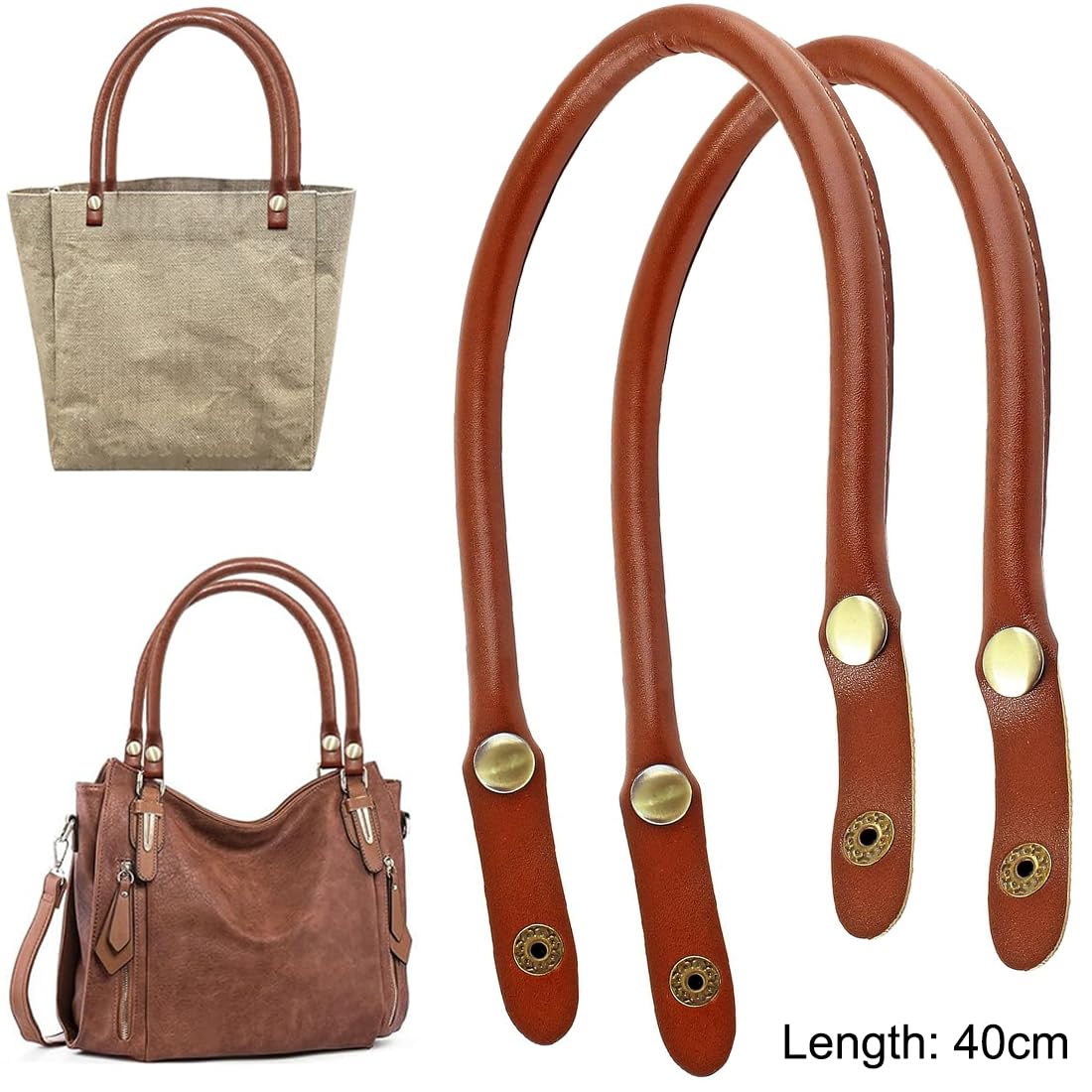 ZKGYUS 2 Piezas Asas para Bolsos de PU Correa para Bolso de Repuesto Asas de Cuero para Bolsos Cuero de la PU de la Bolsa de Asas de la correa Manija de la Correa Marrón Claro
