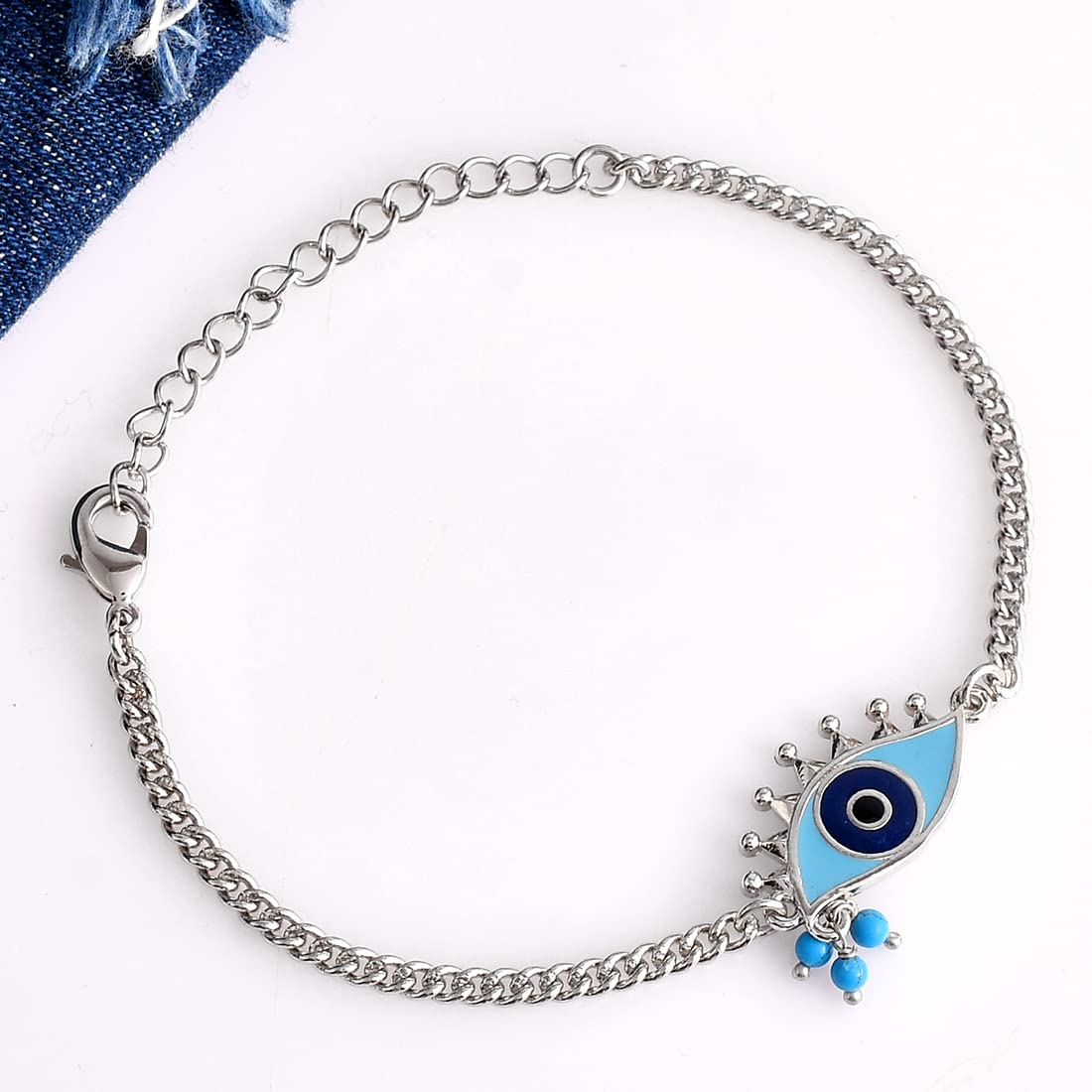 Evil Eye Oxidized Chain Bracelet for Protection