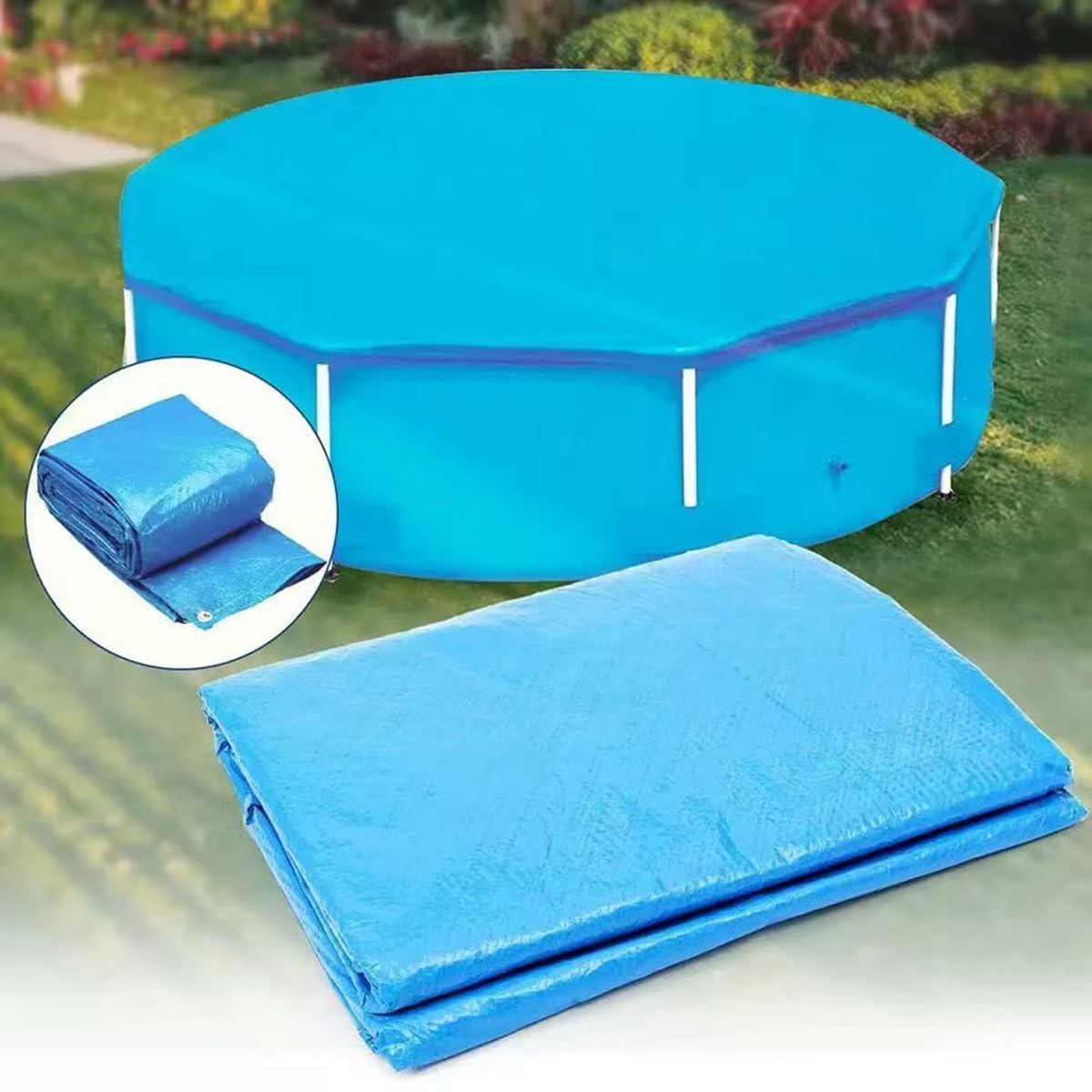 Bâche pour Piscines Ronde, Bâches Solaire Ronde pour Piscines Gonflables, Couverture De Piscine Protection pour 244cm/8feet Piscines Hors Sol