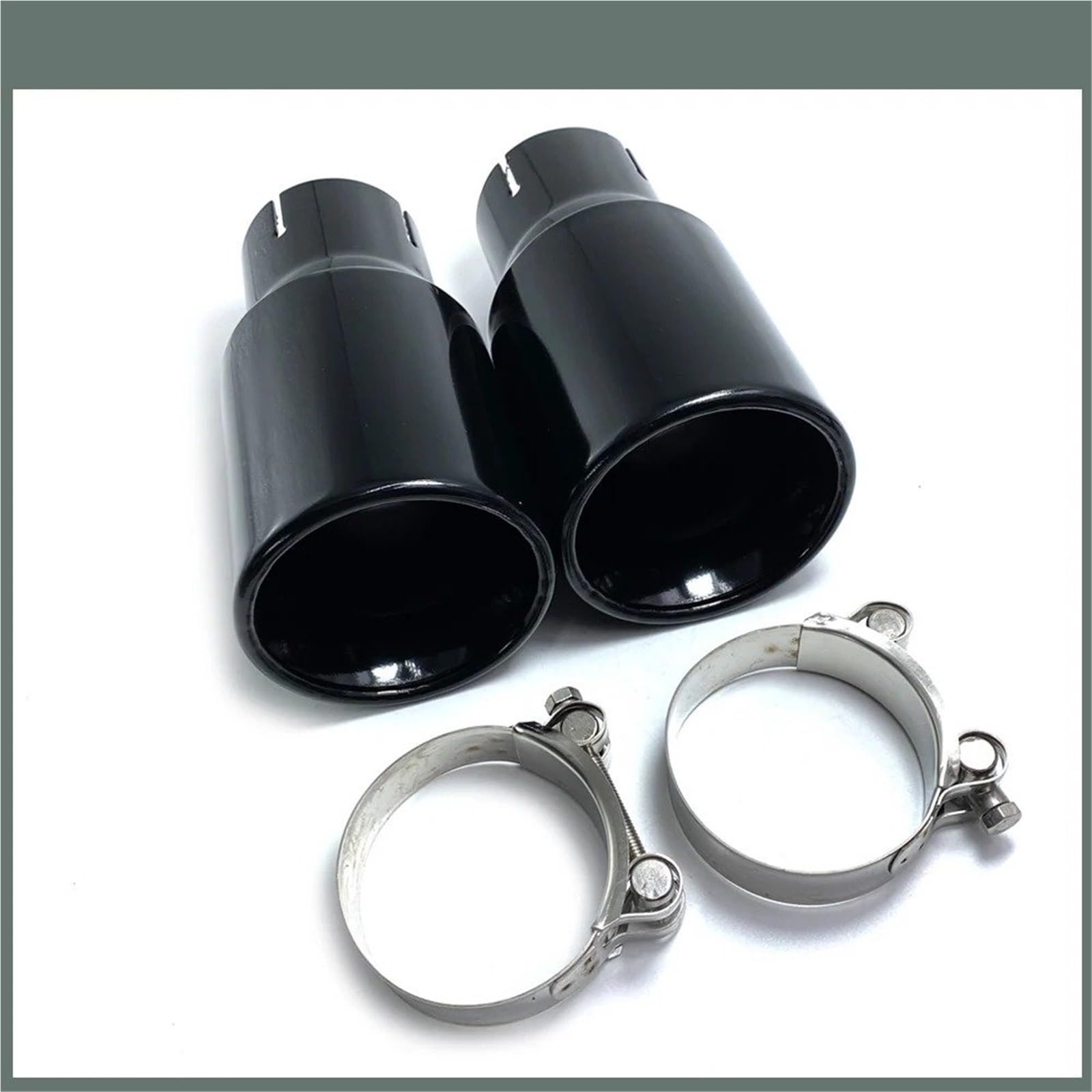 Terminale Tubo Coda Punta Di Scarico Universale Da 2,5" Per Auto, Terminale Automatico, Ugello Per Marmitta, Smussato In Acciaio Inox, Vernice A Cottura Completa, Nero