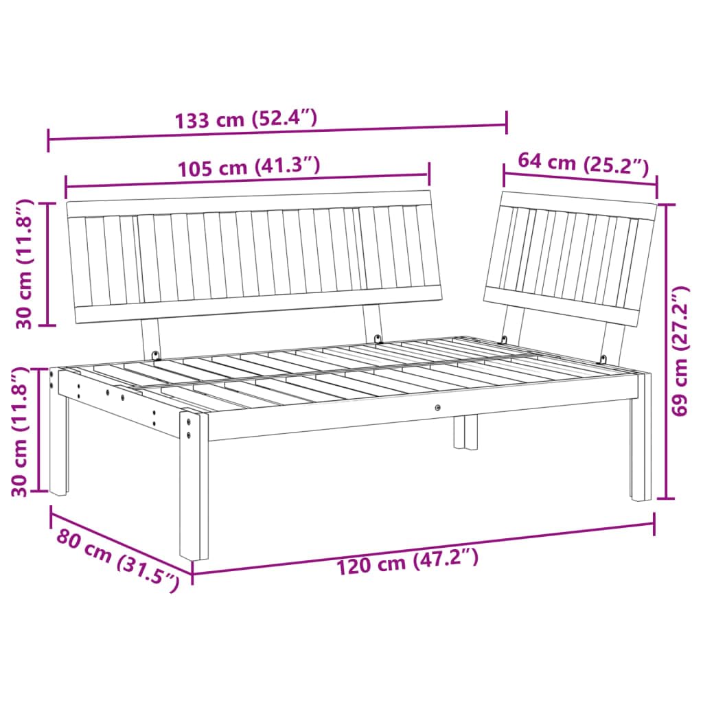 vidaXL Sofá de Esquina de palets para jardín Madera Maciza de Acacia, sofá de palets de Madera, Banco de Exterior, Muebles de jardín, Banco de palets