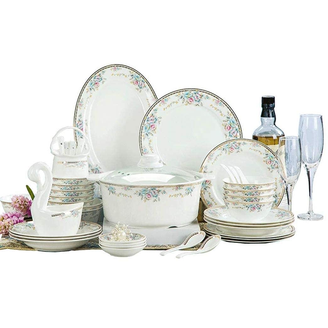 Zestaw obiadowy, 48 elementów, ceramiczne zestawy obiadowe, elegancki kwiatowy wzór, zestaw zastawy stołowej na prezent, bankiet,