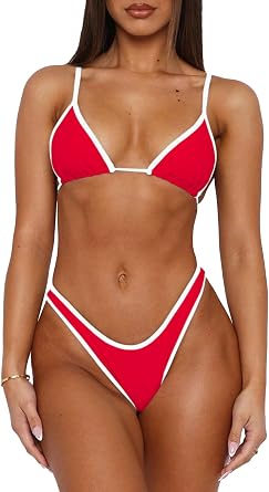 Womens Sexy String Bikini Set Halter Neck Two Piece Swimsuit Cheeky High Cut 2 Piece Swimwear