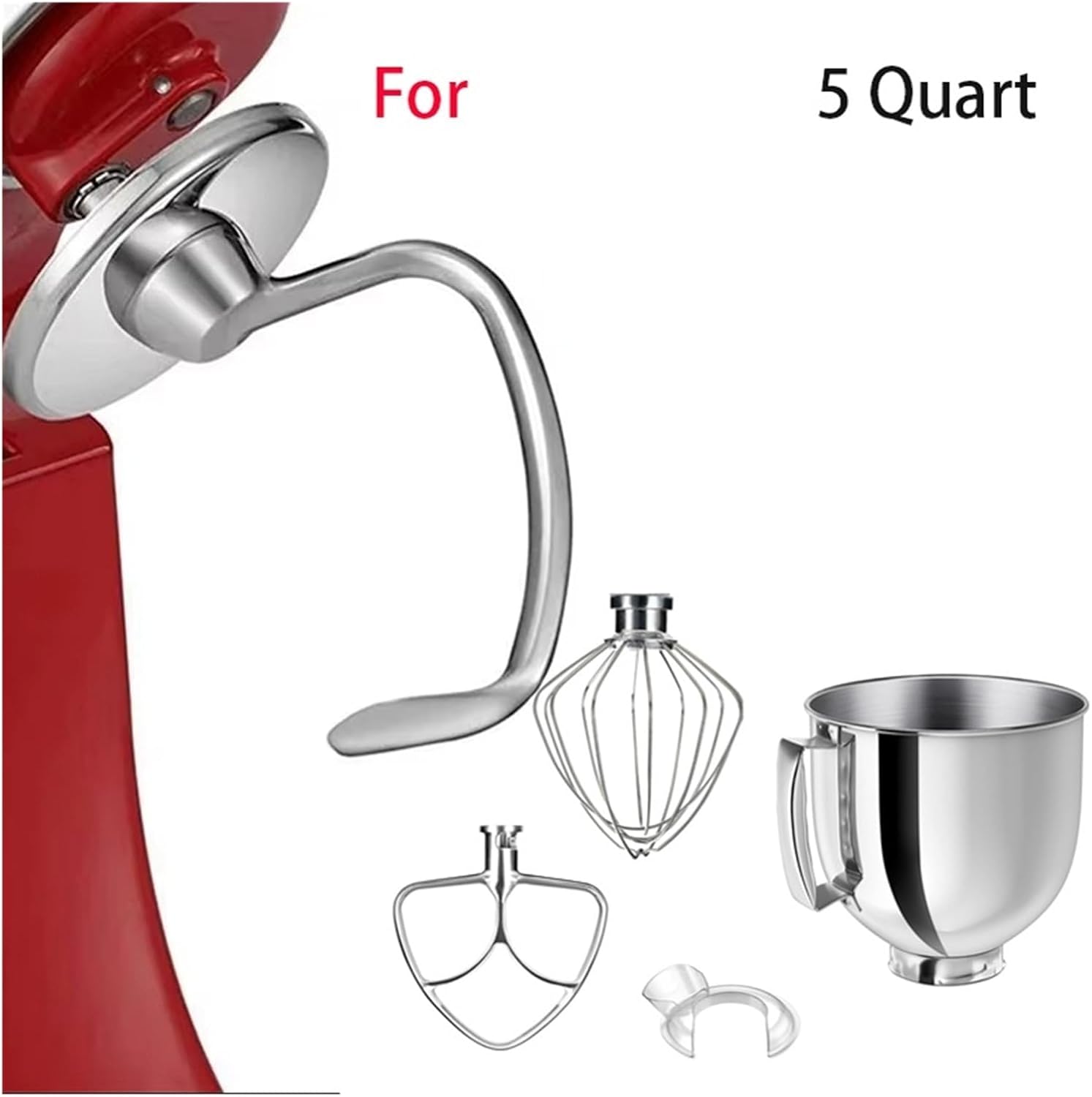 Mixer Aid Attachment Parts Accessories，Compatible With Kitchenaid，5 Quart Stand Mixer K5WW Wire Whip& 5K7SDH Dough Hook&Mixer Aid Paddle (3PCS)