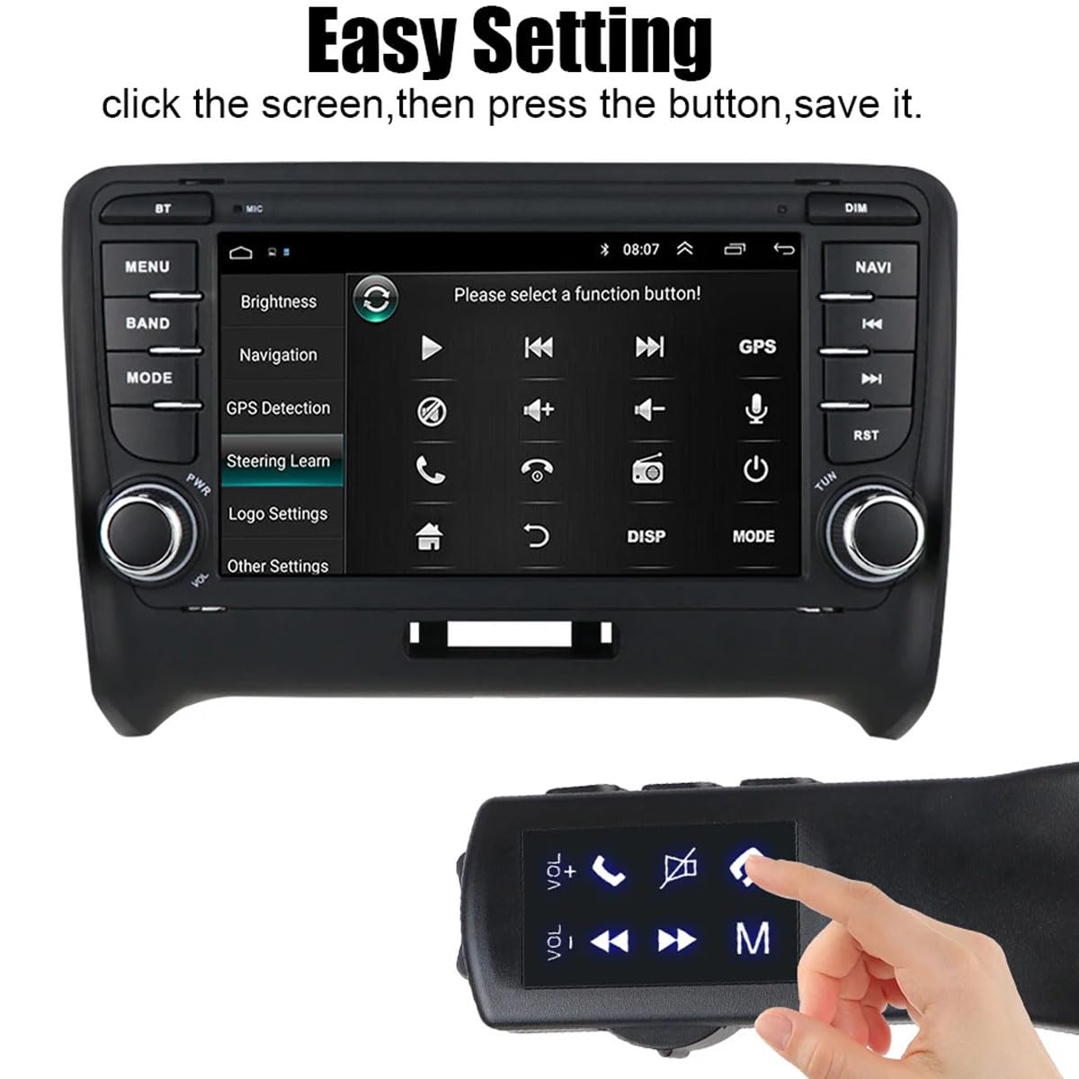 Telecomando Universale Volante Smart 8 Pulsanti Multifunzione - Controllo Volume per Android Wince, GPS, Navigatore, Lettore Multimedia, DVD, Radio Auto