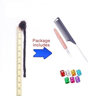 100% Real Human Hair Dreadlock Extensions, ADIASAI 0.8cm Thickness 8 Inch 10 Strands Can Be Dyed and Bleached Full Hand-made Loc Extensions for Men Women Kids 100% Unprocessed Natural Black