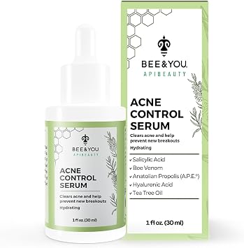 BEE and YOU Acne Treatment with Salicylic Acid, Bee Venom and 100% Natural Propolis Extract Acne Serum for Face and Body to Control and Clear Breakouts |1 Ounce