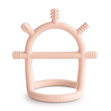 mushie Silicone Baby No-Drop Sensory Teether Toy Blush