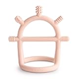 mushie Silicone Baby No-Drop Sensory Teether Toy (Blush)