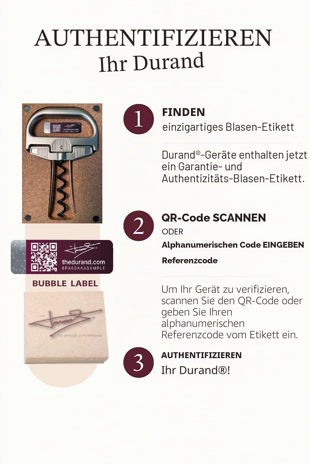 The Durand Korkenzieher Flaschenöffner Weinkorkenzieher