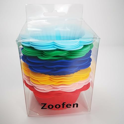 Miniatura 3 de Zoofen 24 forros de silicona reutilizables para magdalenas, moldes para cupcakes para bodas, cumpleaños, fiestas (forma de flor D)